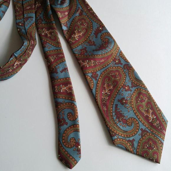 Auth Vintage Christian Dior tie blue paisley - Picture 2 of 6